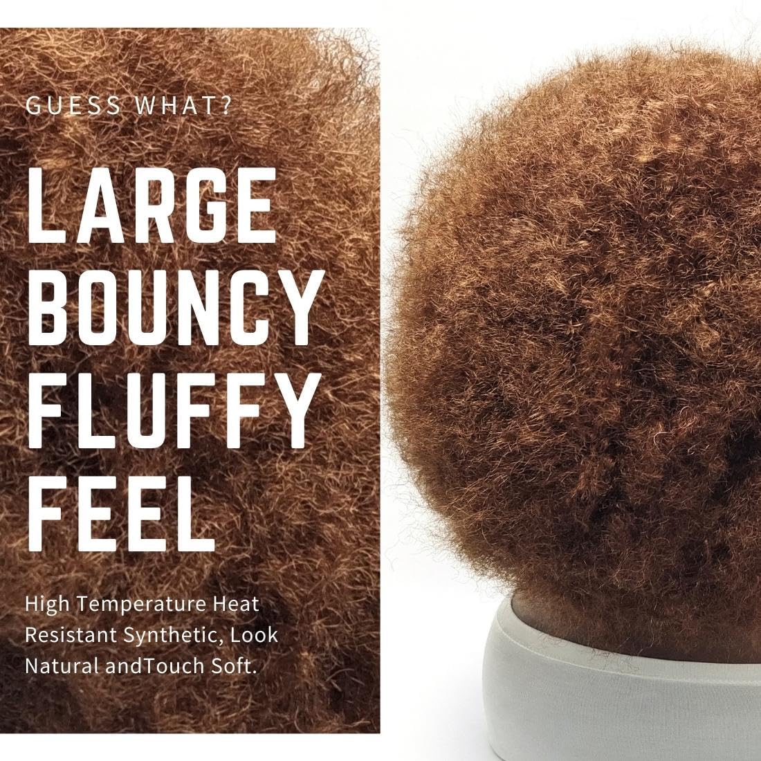 Afro Wigs for Black Women Short Curly Afro Kinky Wig 70s Funny Large Bouncy Fluffy Puff Wigs, Brown