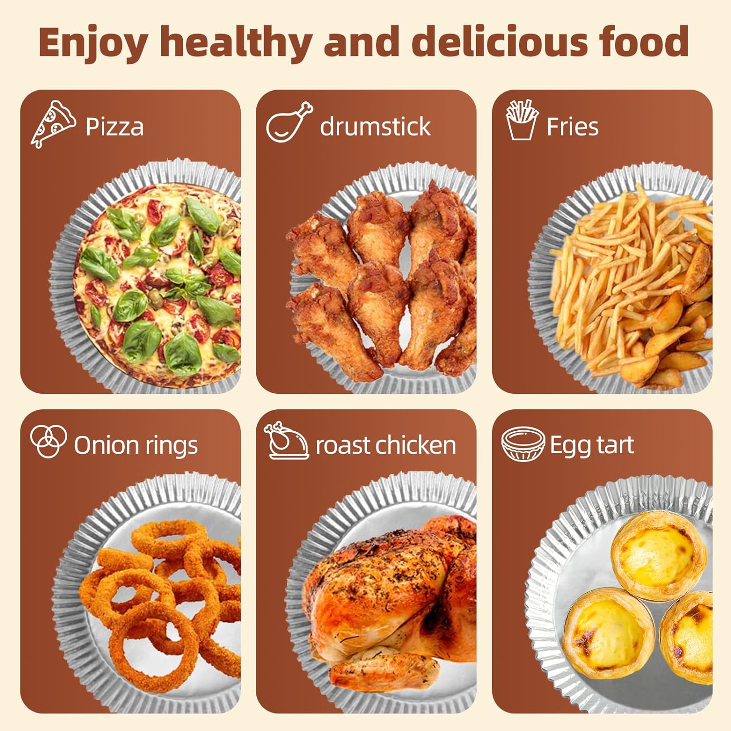60PCS Non-stick Air Fryer Disposable Paper Liner, Oil-proof Water-proof