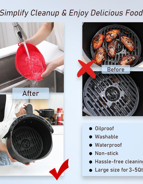 Load image into Gallery viewer, 2 Pcs Reusable Non-Stick Air Fryer Basket Bowl Fit 3-5QT Air fryer Baking Replacement of Flammable Parchment Paper(Round, 6.5 Inch)
