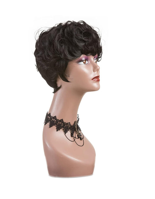 Load image into Gallery viewer, Pixie Cut Wig Natural Black Short Wigs for Black Women Short Wavy Hair
