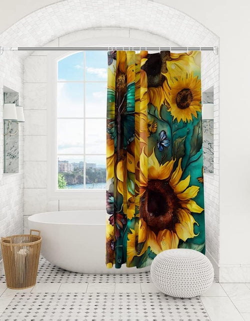 Load image into Gallery viewer, Big Yellow Sunflower Shower Curtain with Hooks Summer Waterproof Floral Decorative Bathroom Curtain Set, 72&quot;x72&quot; Seamless
