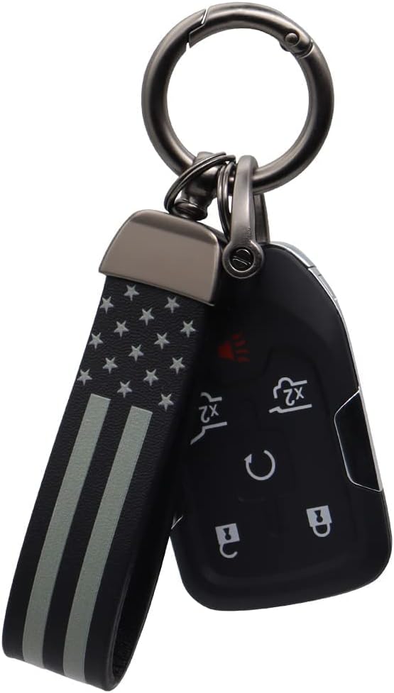American USA Flag Car Keychain with Zinc Alloy Ring Fit for Truck, Ford, Jeep, Men Car Accessories