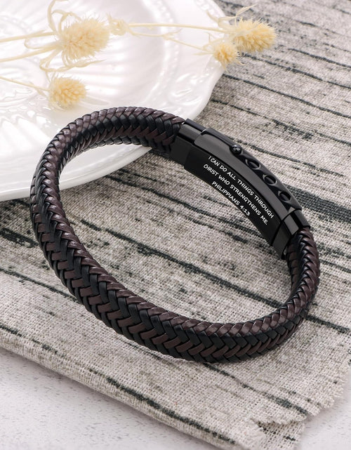 Load image into Gallery viewer, Brown Braided Leather Bracelet for Men Dad Husband Boyfriend Uncle Gifts for Him
