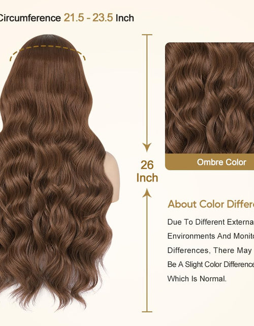 Load image into Gallery viewer, Long Dark Brown Wavy Wear and Go Glueless Wig with Bangs Ombre Brown Glueless Wigs
