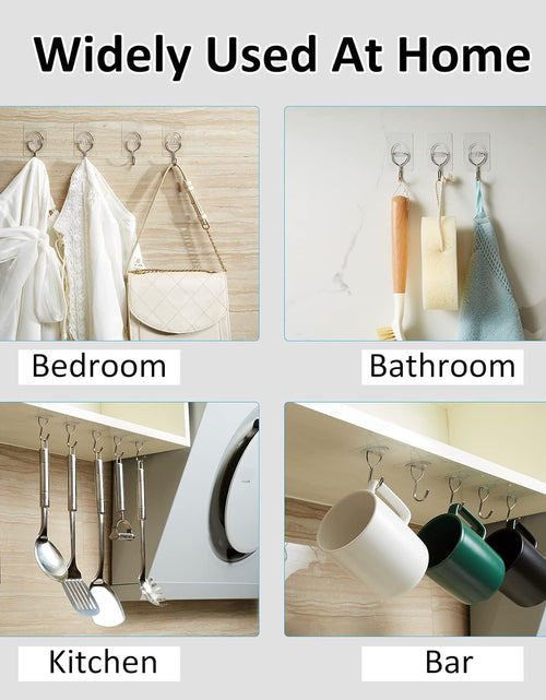 Load image into Gallery viewer, 8PCS Adhesive Wall Hooks Sticky Hooks - Hanging Up to 11Lbs (5Kg), Small Stick on Hooks, Self Adhesive 204 Stainless Steel Hooks (Clear)
