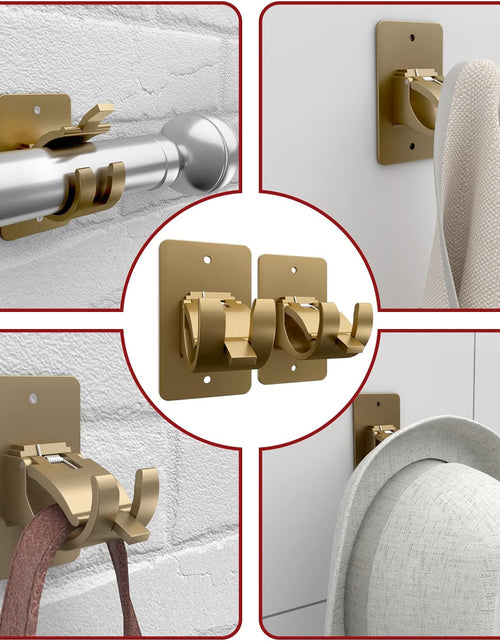 Load image into Gallery viewer, 8 Pieces Self Adhesive Curtain Rod Bracket, Universal Plastic Curtain Rod Holders, No Drill Curtain Rod Brackets Curtain Rod Hooks
