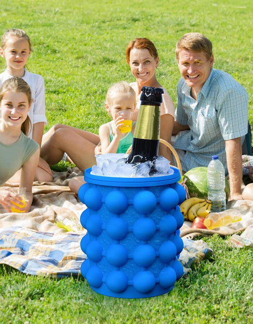 Load image into Gallery viewer, Ice Cube Mold Ice Trays, Large Silicone Ice Bucket, (2 in 1) Ice Cube Maker, Round,Portable (Dark blue)
