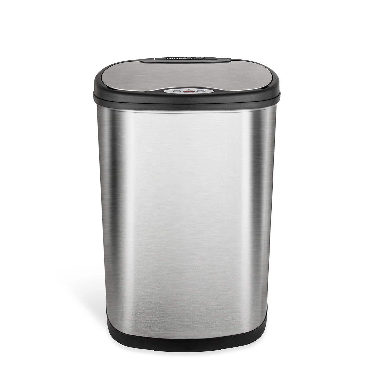 Automatic Touchless Motion Sensor Oval Trash Can with Black Top, 13 gallon/50 L, Stainless Steel