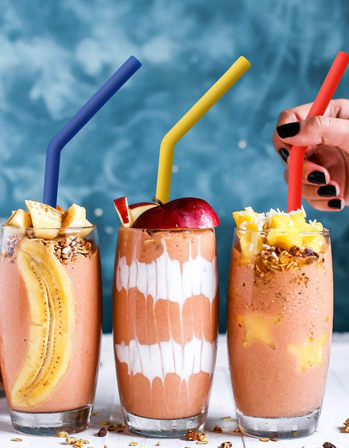 Load image into Gallery viewer, Reusable Silicone Straws, Long Flexible Silicone Drinking Straws with Cleaning Brushes for 30 oz Tumblers , 10 Pieces
