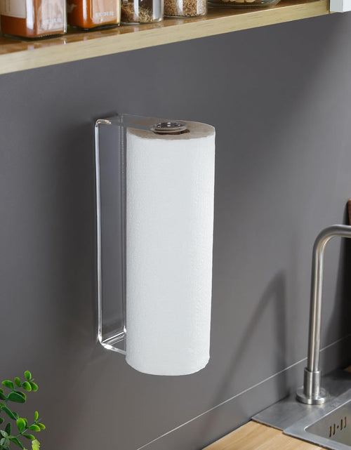 Load image into Gallery viewer, Acrylic Paper Towel Holder - Kitchen Paper Towel Holder Under Cabinet, One Hand Operable, Self Adhesive Paper Towel Rack for Bathroom Organizer
