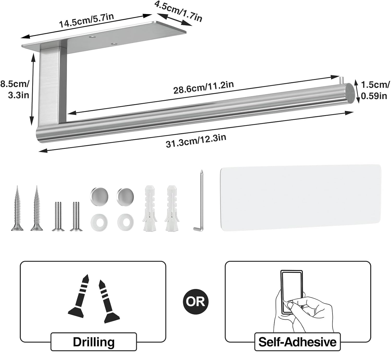 Paper Towel Holder Under Cabinet: Self-Adhesive or Drilling Paper Towel Dispenser