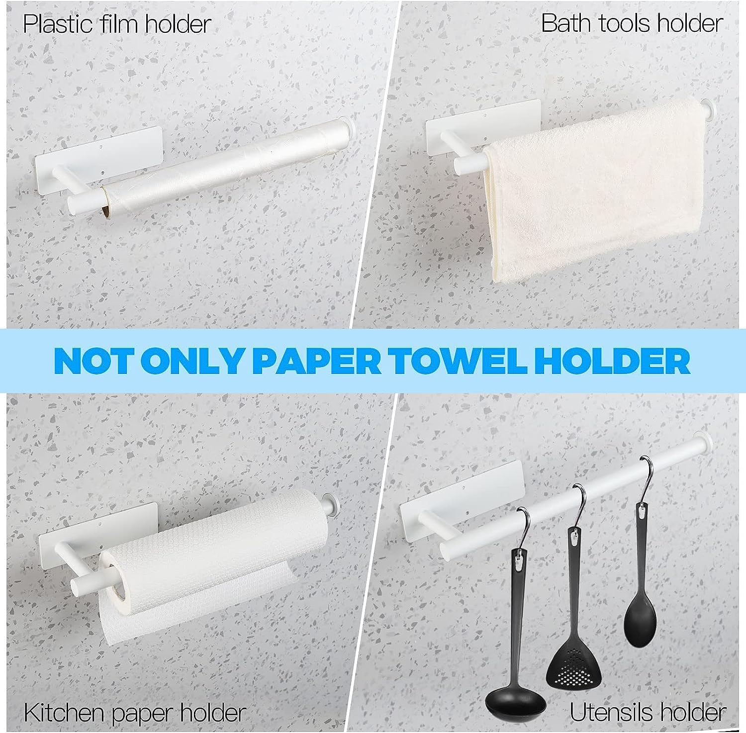 Paper Towel Holder Under Cabinet, Self Adhesive Wall Mount Paper Towel Holder
