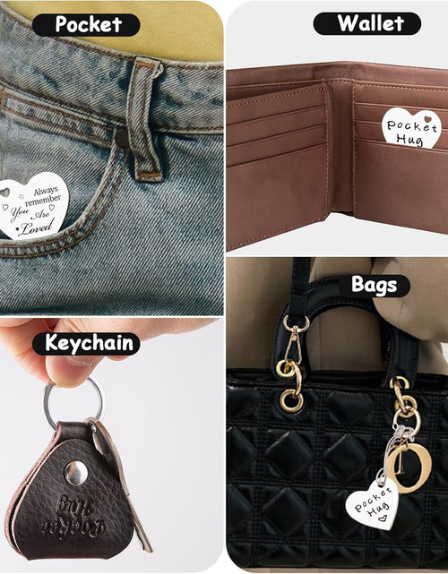 Load image into Gallery viewer, Pocket Hug Token,Long Distance Gifts Keepsake,Double Sided Inspirational Thinking of you Gift with Leather Keychain (You Are Loved)
