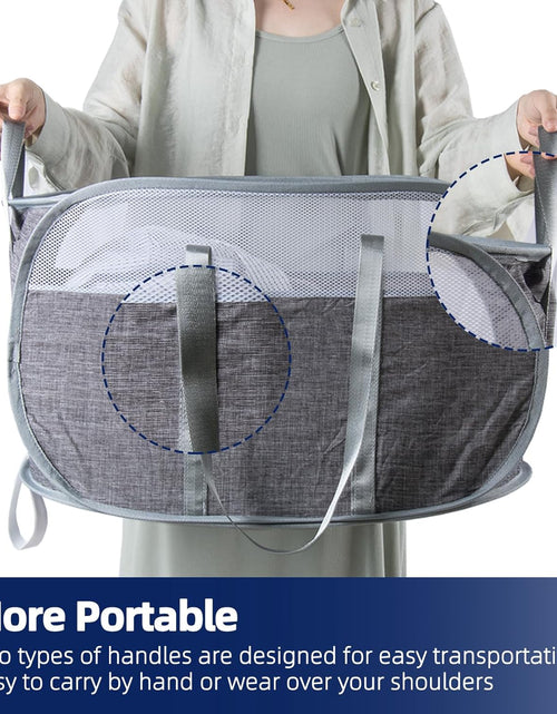 Load image into Gallery viewer, Collapsible Laundry Basket, Foldable Pop Up Laundry Hamper with Reinforced Handles, Gray
