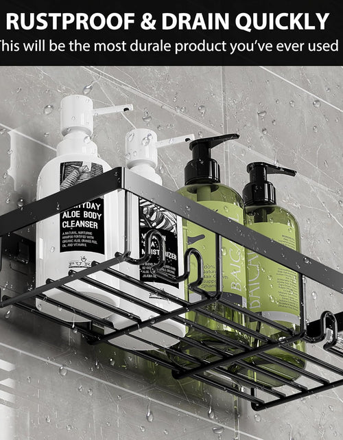 Load image into Gallery viewer, Shower Caddy Shelf Organizer Rack, Self Adhesive Black Bathroom Shelves Basket, Black

