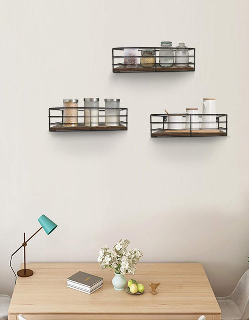 Load image into Gallery viewer, Floating Shelves Wall Mounted Set of 3, Hanging Storage Shelf for Bathroom, Living Room, Bedroom, Kitchen Home Decor, Brown
