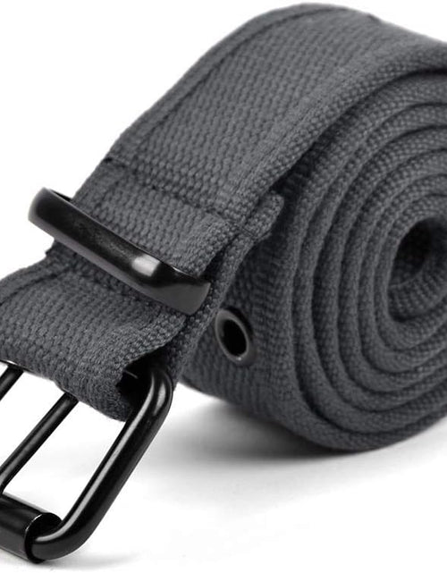 Load image into Gallery viewer, Parquet Casual Unisex Canvas Belt Double Hole Belt - Double Grommets Belt for Men and Women, Charcoal, Medium

