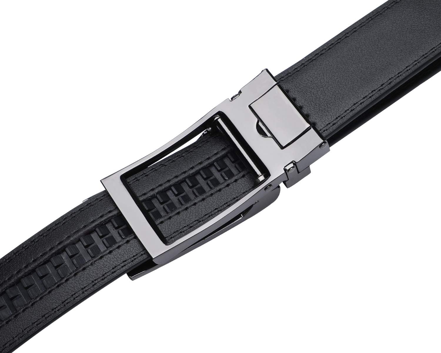 Men's Comfort Genuine Leather Ratchet Dress Belt with Automatic Click Buckle, Black