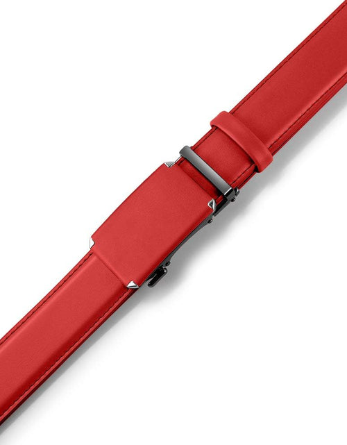 Load image into Gallery viewer, Ratchet Belt Dress Adjustable 1 3/8&quot; Genuine Leather Designer Belt, Size Length Can be Cut, with Gift Box, Red (36 to 42 inches)
