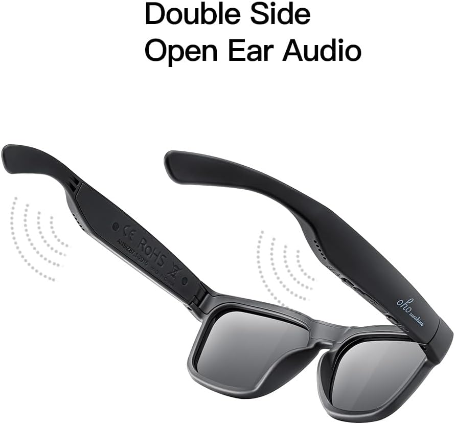 Smart Glasses,Polarized Sunglasses with Bluetooth Speaker,Athletic/Outdoor UV Protection and Voice Control,Unisex (Grey Lens)