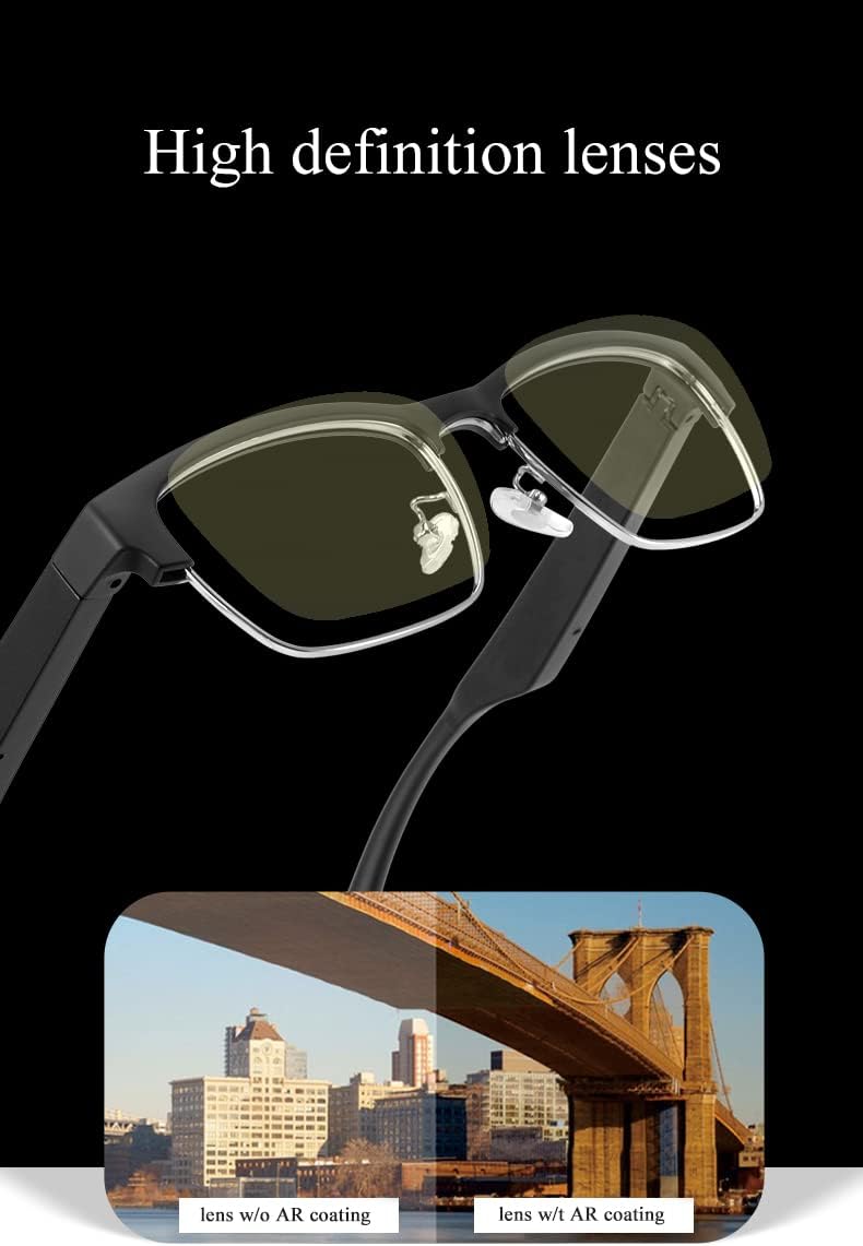 New Wireless Bluetooth Glasses,Smart Audio Glasses,Men's/Women's Indoor And Outdoor Entertainment Smart Glasses (silver,clear)