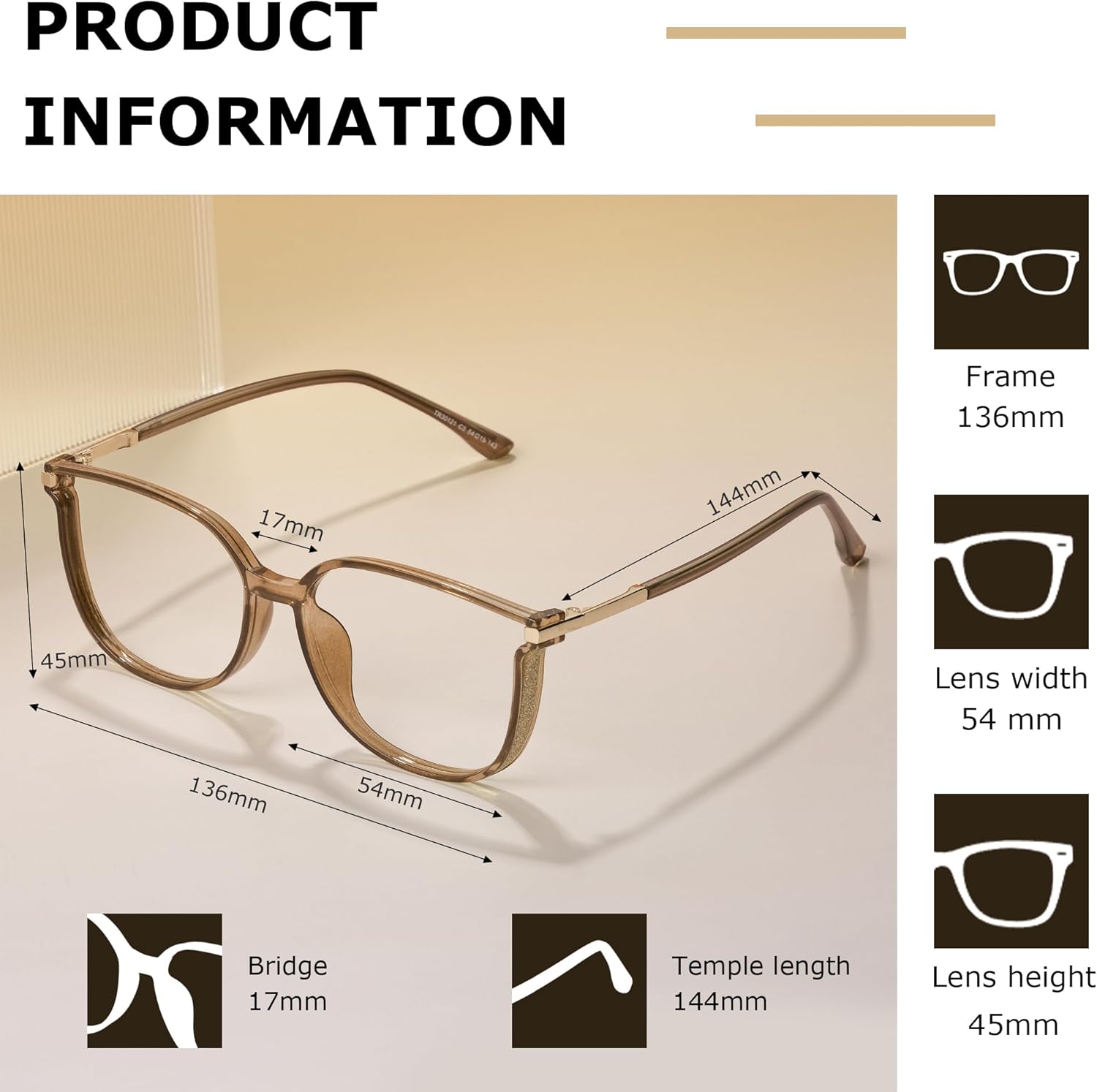 Medium Cat-eye Blue Light Glasses for Women Fashion Woman Glasses(Champagne)