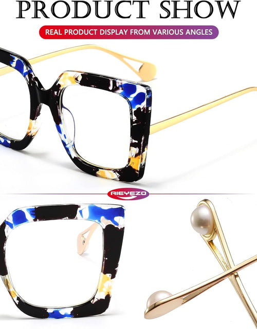 Load image into Gallery viewer, Oversized Blue Light Glasses for Women, Anti Fatigue Prevent Headache Computer Eyeglasses, Flower
