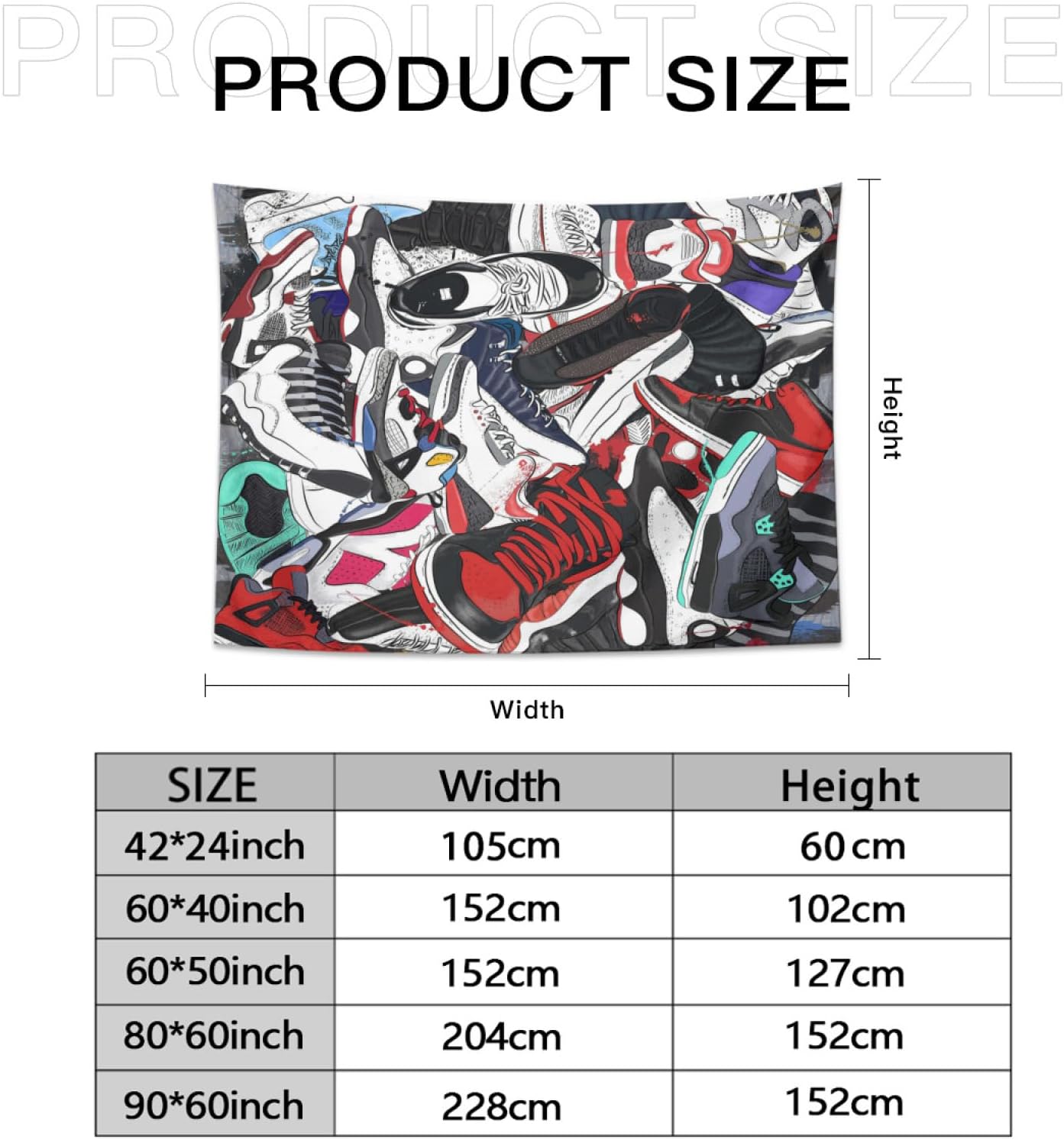 Retro Basketball Tapestry Wall Hanging Party Decorations Sport Shoes Poster, 80 x60 inches