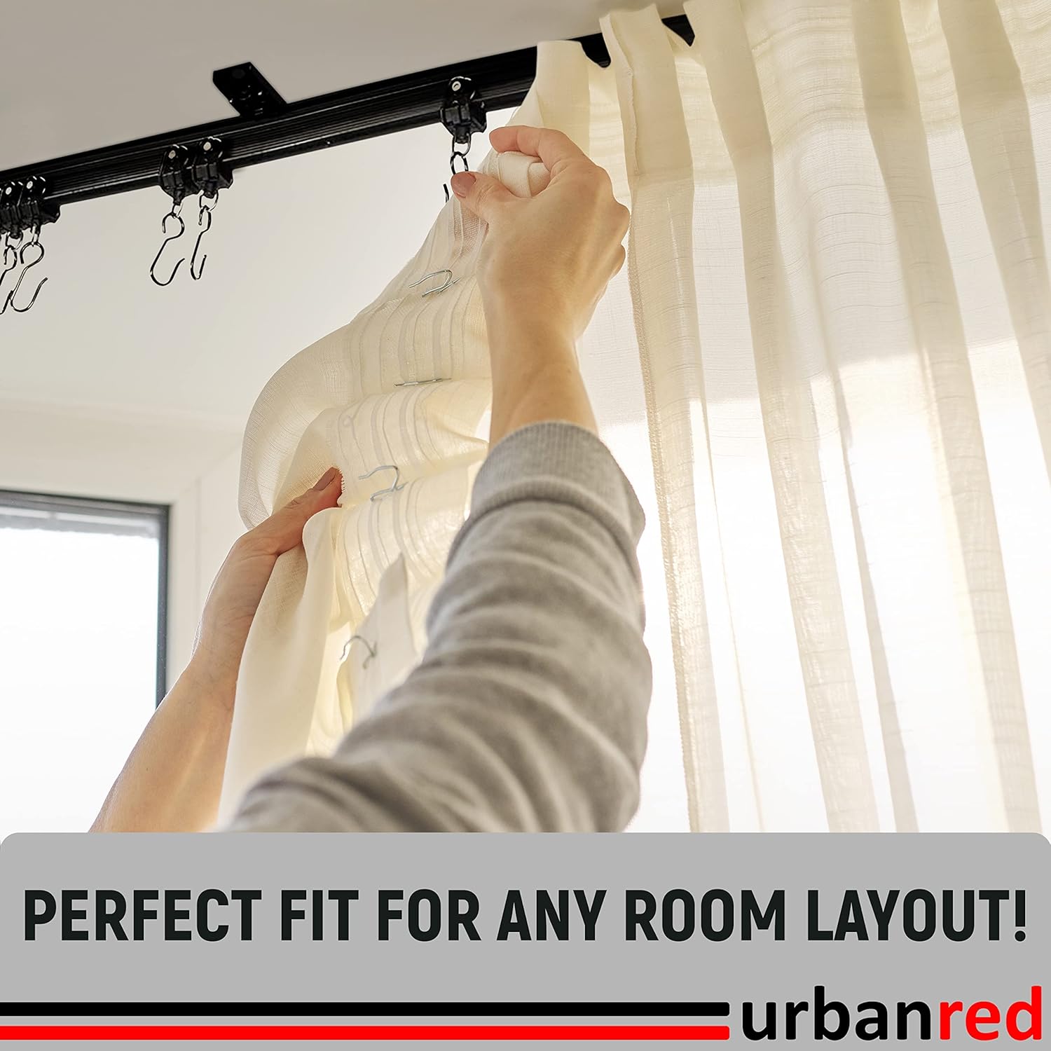 Flexible Bendable Ceiling Curtain Track, 9.8FT (3m), Ceiling Mount for Curtain Rail with Track Curtain System, Black