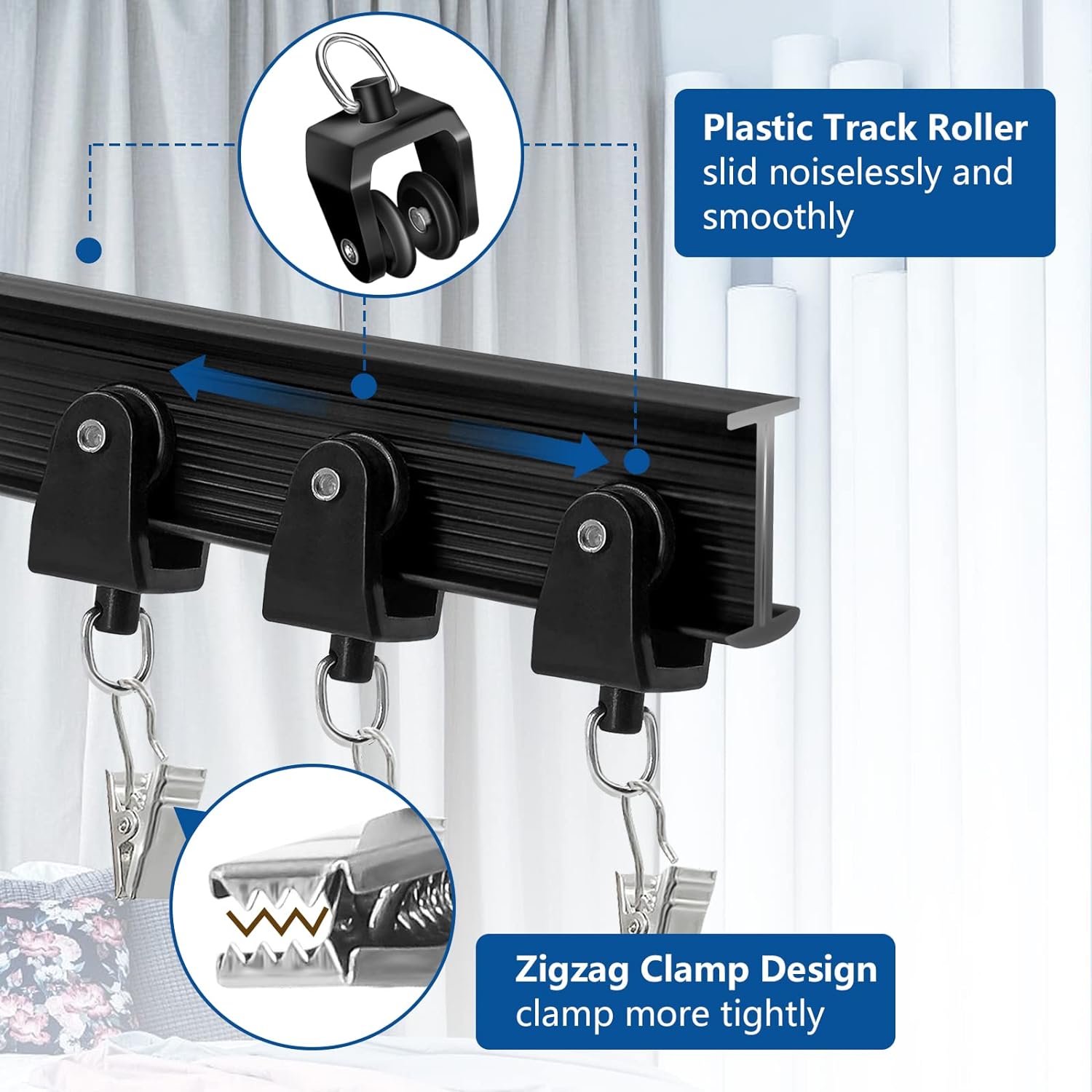 Flexible Bendable Curtain Track 12Ft Black Curved Ceiling Track for Curtain Rail, Black