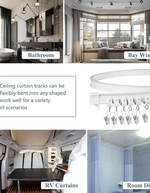 Load image into Gallery viewer, 8Ft Curved Curtain Track Ceiling or Wall Mount Curtain Rail Track System Room Divider Heavy Duty, White

