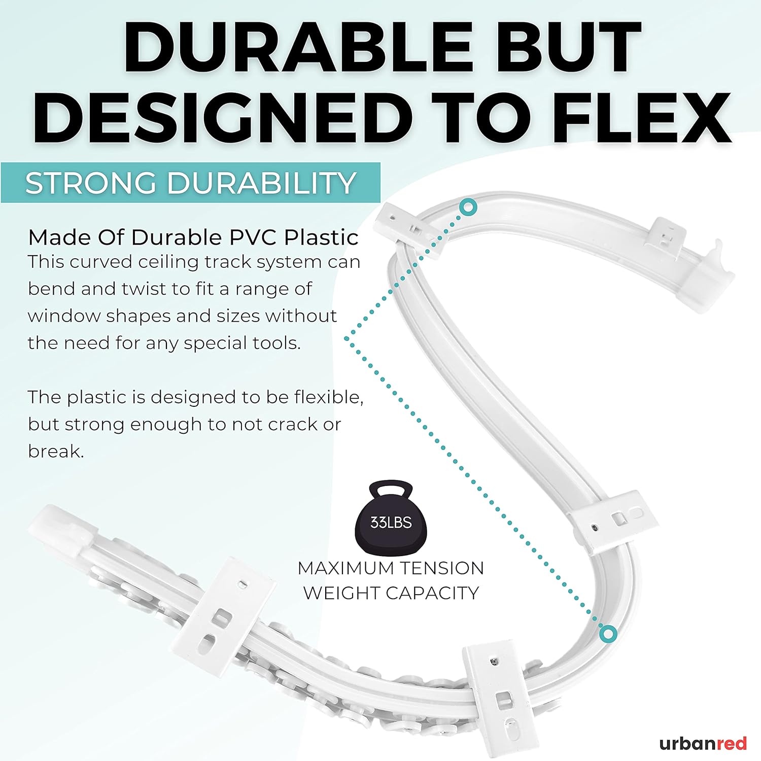 Flexible Bendable Ceiling Curtain Track, 16.4FT (5m), Ceiling Mount for Curtain Rail with Track Curtain System, White