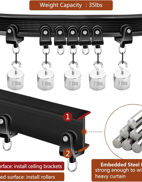 Load image into Gallery viewer, 10Ft Flexible Bendable Curtain Track Black Curved Curtain Rail Wall Mount Sliding Ceiling Track System Set for Bay Window RV Room Divider
