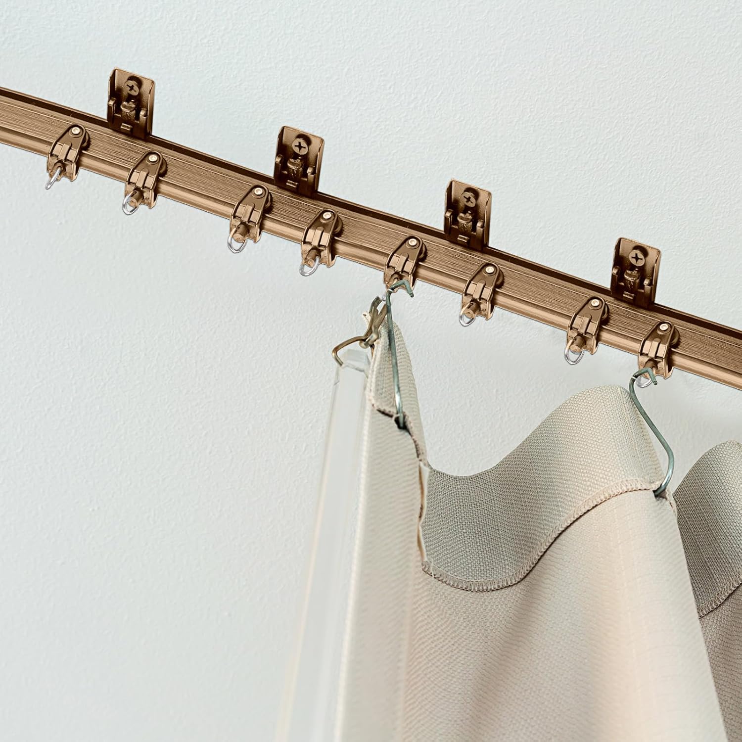 Flexible Ceiling Curtain Mount Soft Windows Curved Track for Curtain Rail with Track Curtain System (Brown,20 Meter/ 65.6 Feet)