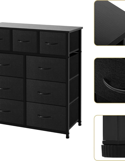 Load image into Gallery viewer, 9 Drawer Dresser - Fabric Storage Tower, Organizer Unit for Bedroom, Wooden Top &amp; Easy Pull Fabric Bins, Black
