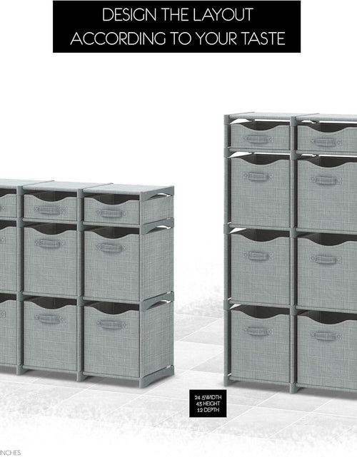Load image into Gallery viewer, 9 Cube Closet Organizers, Includes All Storage Cube Bins, Easy To Assemble Storage Unit With Drawers (Light Grey)
