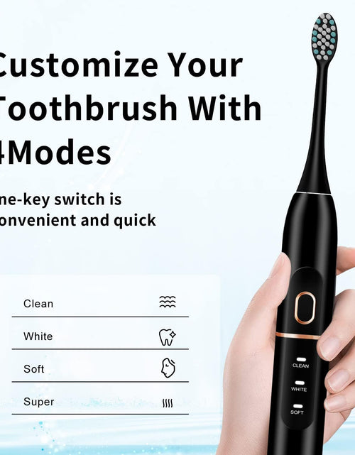 Load image into Gallery viewer, Electric Toothbrush Set, Comes with 8 Brush Heads &amp; Travel Case,4 Modes with 2 Minutes Built in Smart Timer, One Charge for 60 Days, 42000 VPM Motor (Black)
