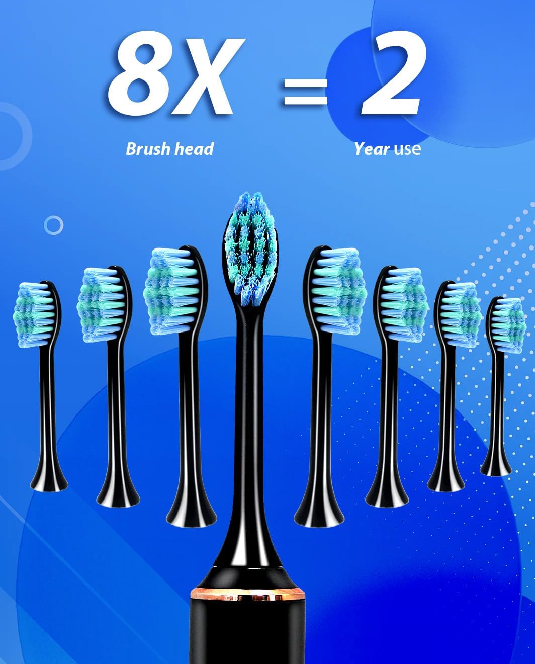 Electric Toothbrushes for Adults, 8 Brush Heads Electric Toothbrush with 37000 VPM Deep Clean 6 Modes 18 Gea