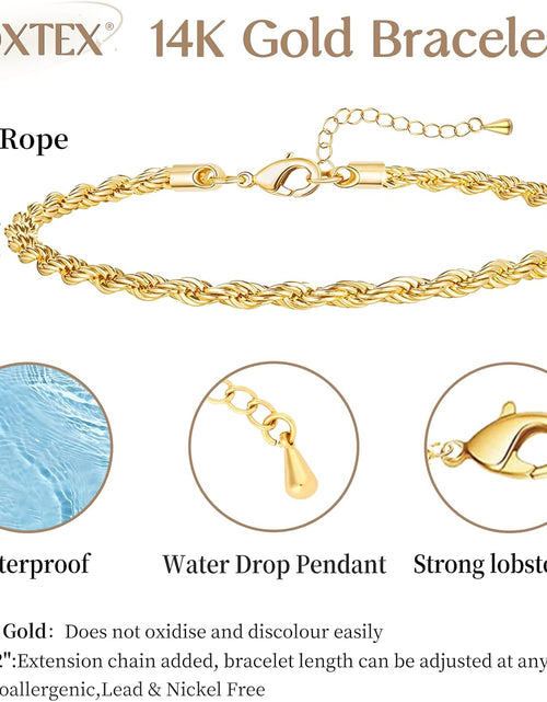 Load image into Gallery viewer, Dainty 14k Gold Plated Bracelet Set Adjustable Simple Love Layered Waterproof Jewelry, Rope
