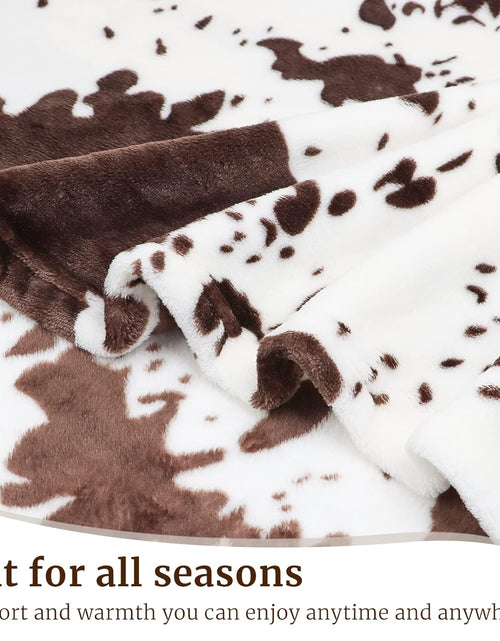 Load image into Gallery viewer, Cow Print Blanket Soft Fleece Flannel Cozy Cute Blankets Warm Plush Lightweight Throw All-Season, White Cow Throw
