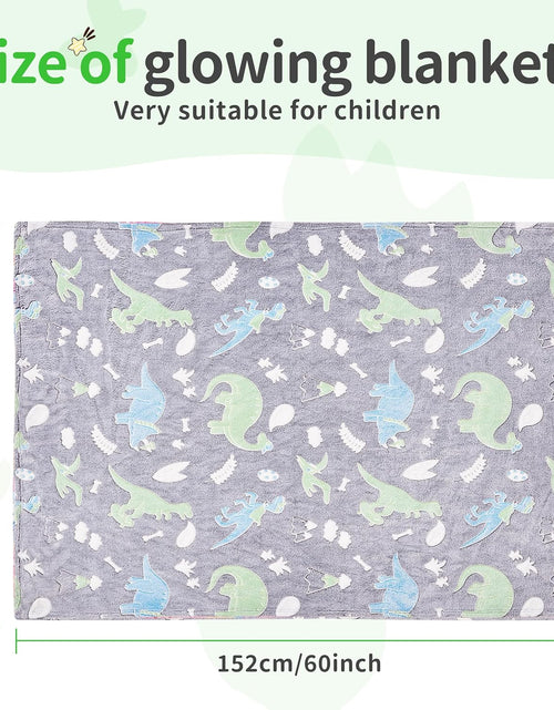 Load image into Gallery viewer, Glow in The Dark Dinosaur Blanket, Cute Blanket for Kids Toddlers Girls Boys, Grey Dinosaur
