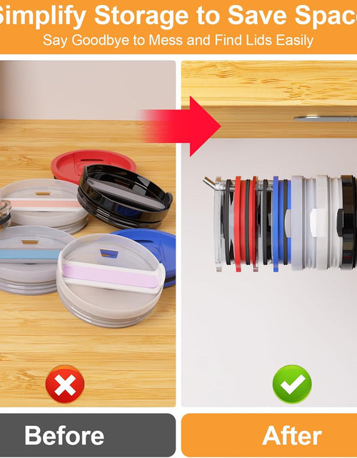 Load image into Gallery viewer, 2 Pack Tumbler Lid Organizer, Space Saving Cup Lid Organizer (Silver+Silver)
