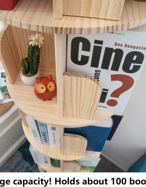 Load image into Gallery viewer, Rotating Bookshelf 360 Display 4 Tier Floor Standing Bookcase Storage Rack
