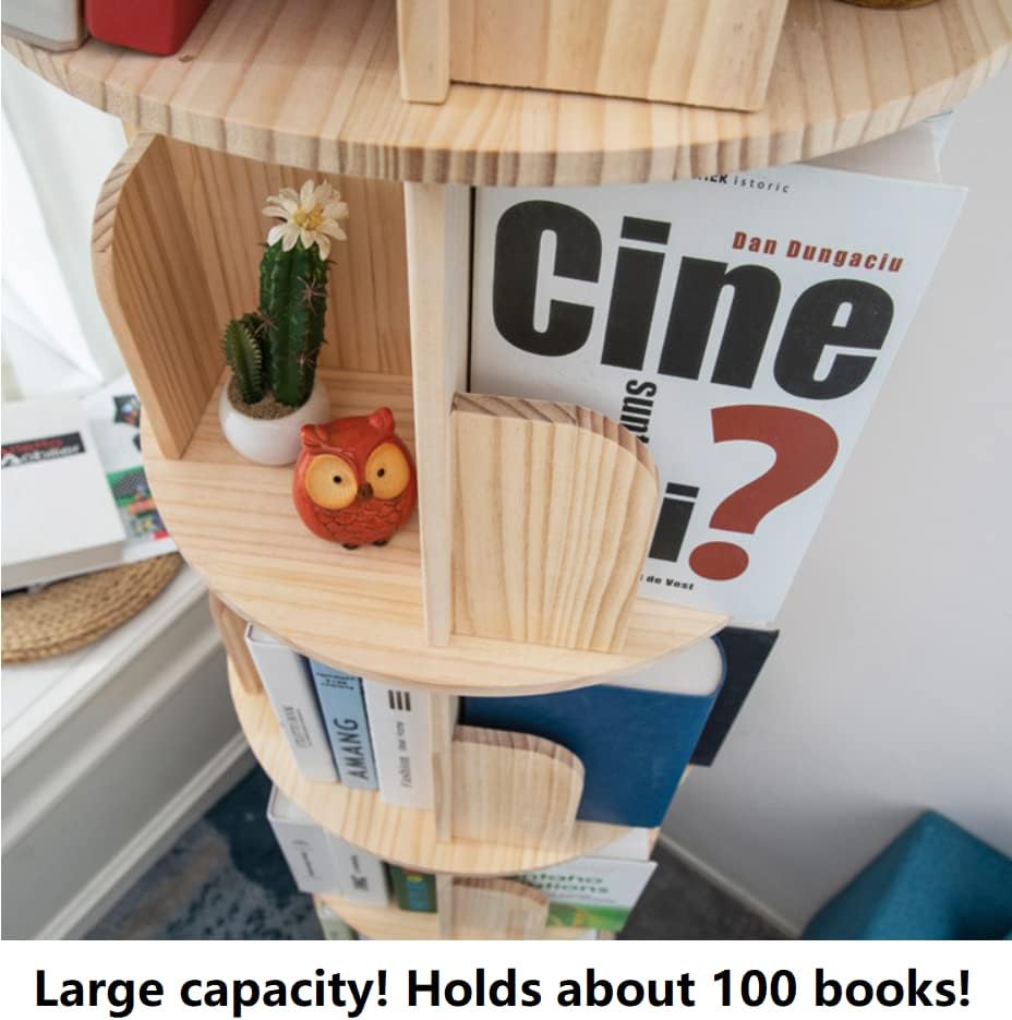 Rotating Bookshelf 360 Display 4 Tier Floor Standing Bookcase Storage Rack