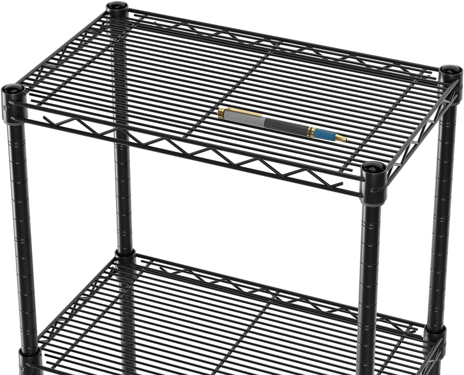 5 Tier Shelf Wire Shelving Adjustable Storage Shelves Storage Rack, Narrow Mesh Gaps,16”W x 10”D x 55”H, Black