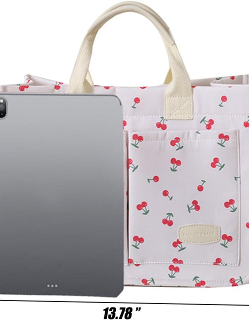 Load image into Gallery viewer, Cherry Tote Bag for Women Canvas Patched Purse Cute Shoulder Bag, Cherry White

