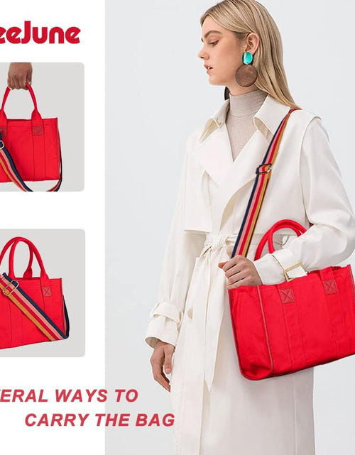 Load image into Gallery viewer, Canvas Tote Bag for Women Top Handle Handbag Crossbody Tote Bag for Women, Red

