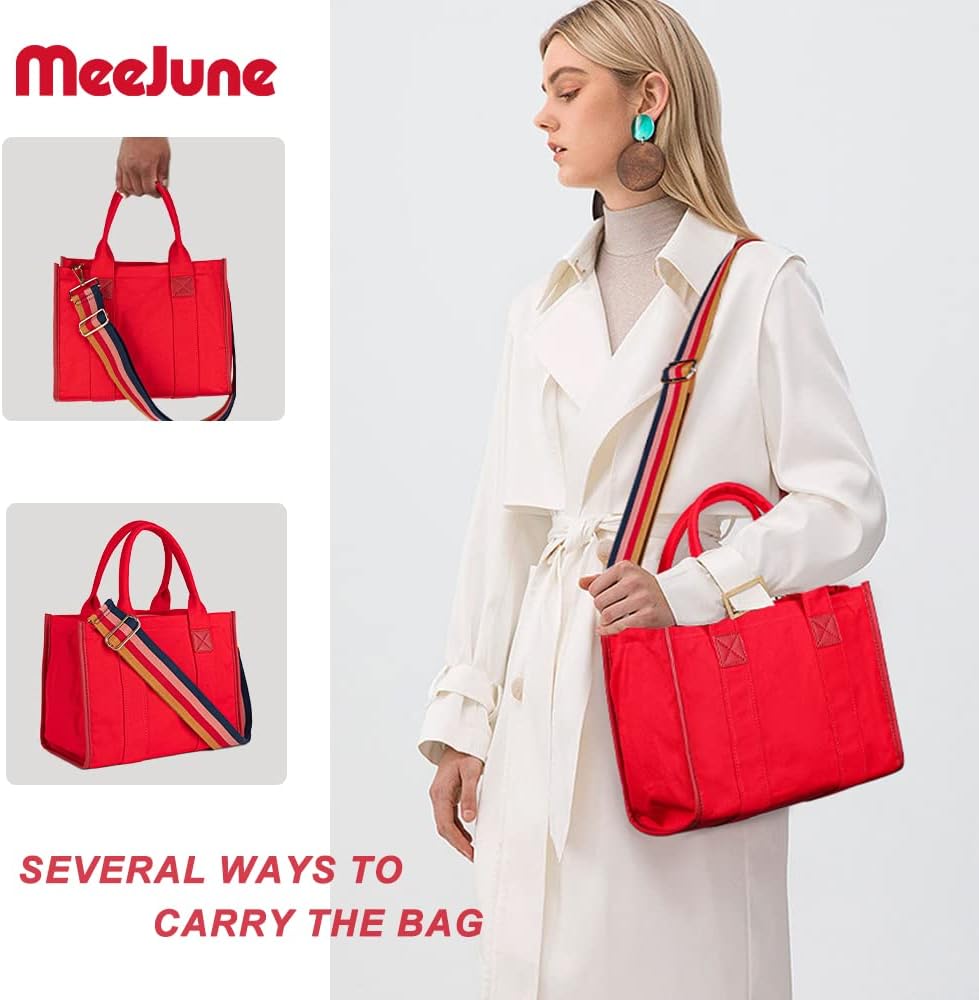 Canvas Tote Bag for Women Top Handle Handbag Crossbody Tote Bag for Women, Red