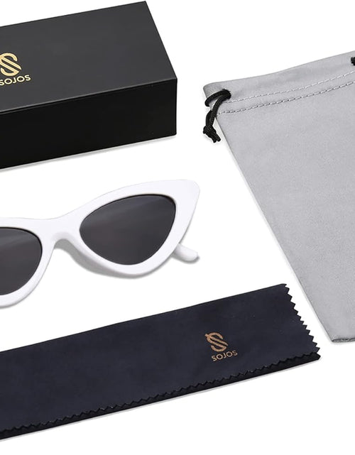 Load image into Gallery viewer, Retro Vintage Narrow Cat Eye Sunglasses for Women Clout Goggles Plastic Frame, White / Grey

