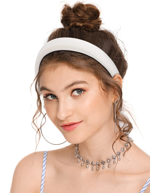 Load image into Gallery viewer, Padded Headband for Women, Wide Sponge HeadBands Plain Solid Hair Band Hoops, White
